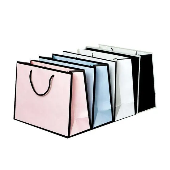 Fabrik Großhandel wiederverwendbare Taschen Benutzerdefinierte Luxus bedruckte Geschenkpapiertüte mit Griff Einkaufsverpackung mit Ihrem eigenen Logo