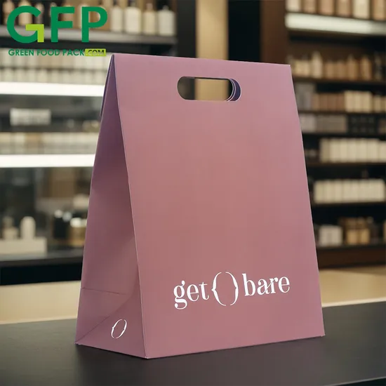 Luxuriöse, kundenspezifische weiße Kraftpapiertüte für Lebensmittel- und Geschenkverpackungen, Digitaldruck mit Logo