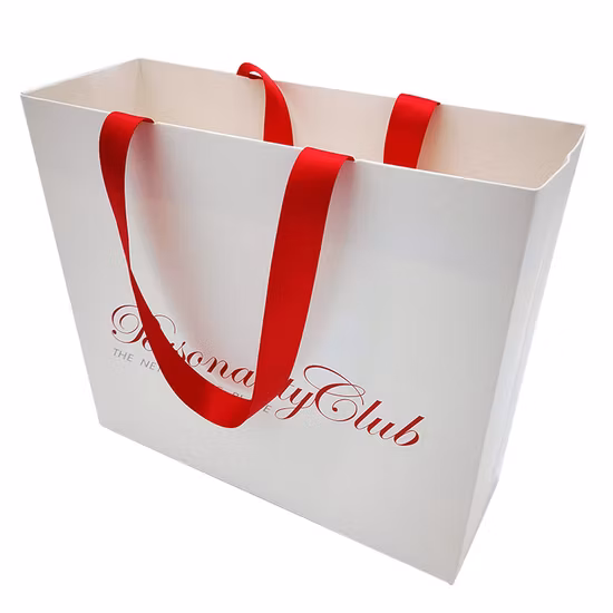 Umweltfreundliche, individuell bedruckte OEM-Papier-Einkaufstasche, Geschenkpapiertüten mit Bandgriffen