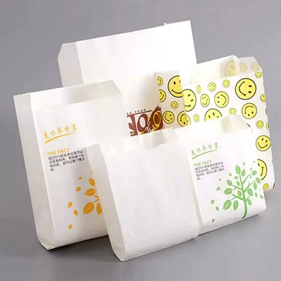 Massenweise kundenspezifische braun-weiße recycelbare fettdichte Papiertüten