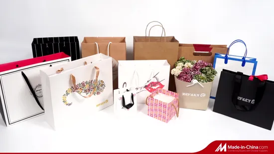 Benutzerdefinierte Blumen Geschenkverpackung Weiße Papiertüten mit PVC-Klarsichtfenster