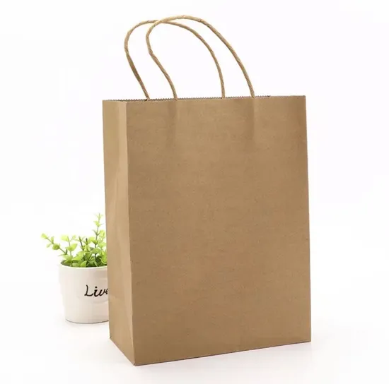 Papiergeschenk/Einkaufstüte/Braun/Weiß/Kaffee/Geschenktüte/Lebensmittelverpackung/SOS/Stanzung/Drehgriff/Flachgriff/Kraftpapier/Aluminiumfolie, spitzer Boden/Papiertüte