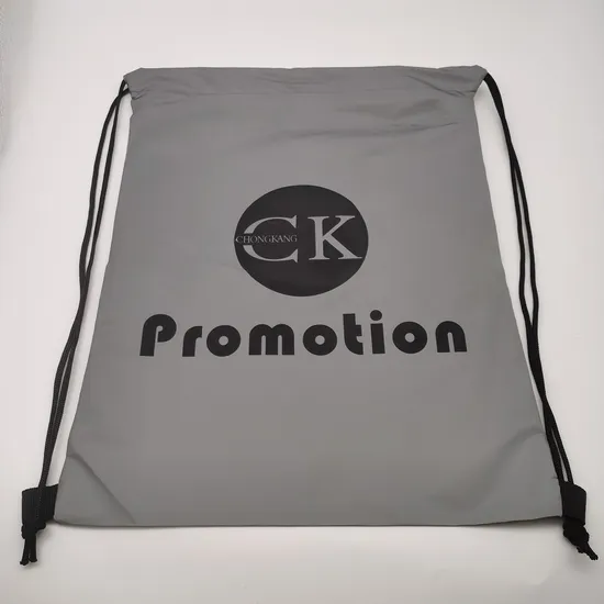 Großhandel Custom Logo Reflektierende Werbe Polyester Kordelzug Rucksack Sporttaschen